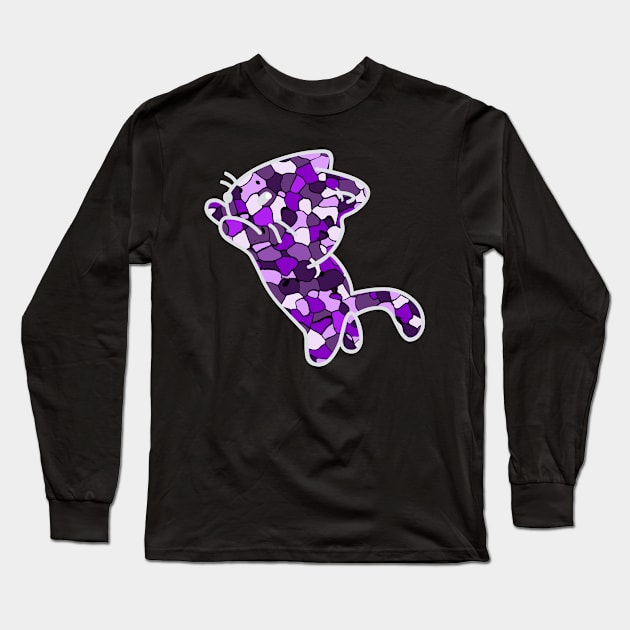 Cat Jewel Art - Stay Pawsitive (purple) Long Sleeve T-Shirt by YasudaArt